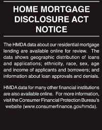 Home Mortgage Disclosure Act Notice mandatory sign.