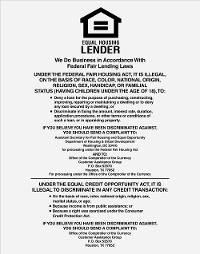 Equal Housing Lender Mandatory Sign (National Banks)