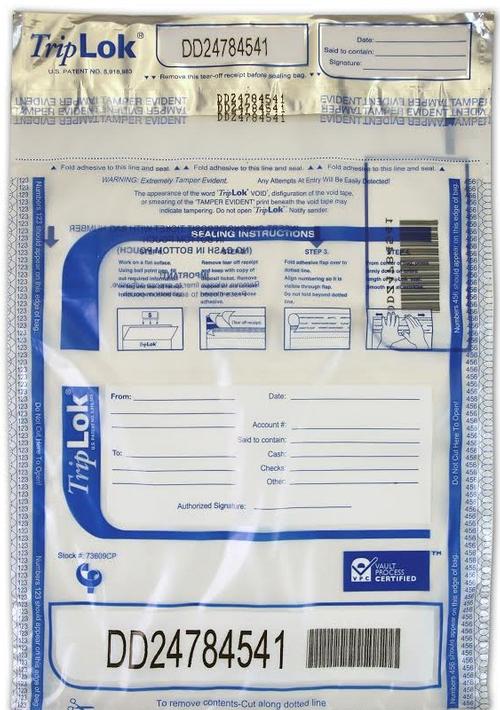 TripLok Tamper-Evident, High-Security Currency and Coin Bags with Outside Literature Pocket (Clear) - Main Image