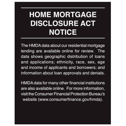 Home Mortgage Disclosure Act Notice - Wall Signs - Main Image