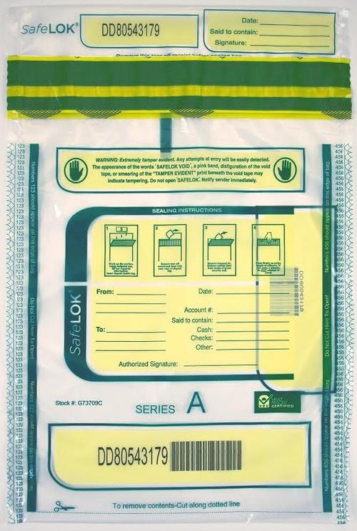 SafeLok Tamper-Evident High-Security Currency and Coin Bags (Clear) - Main Image