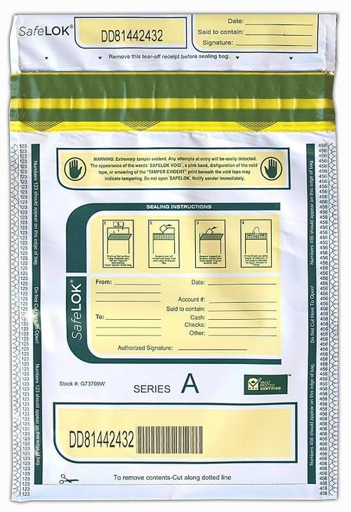 SafeLok Tamper-Evident High-Security Currency and Coin Bags (White) - Main Image